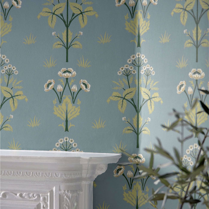 Morris & Co Meadow Sweet Mineral Blue Wallpaper