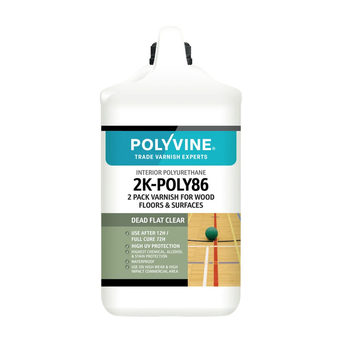 Polyvine 2K-POLY86 Professional 2-Pack Water-Based Polyurethane Varnish Dead Flat