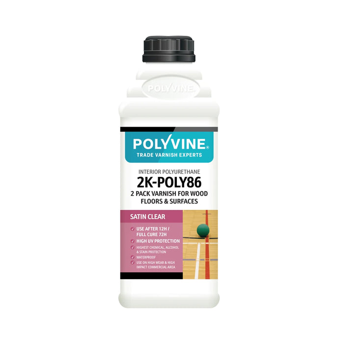Polyvine 2K-POLY86 Professional 2-Pack Water-Based Polyurethane Varnish Satin