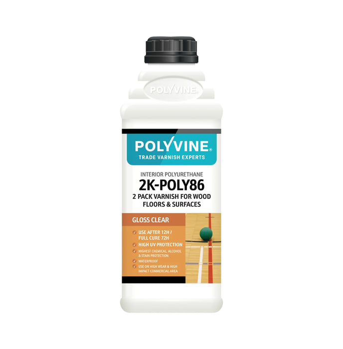 Polyvine 2K-POLY86 Professional 2-Pack Water-Based Polyurethane Varnish Gloss