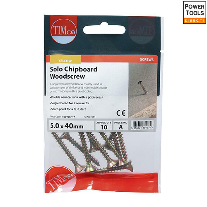 Timco Solo Woodscrew PZ2 CSK - ZYP 5.0 x 40 10 PCS