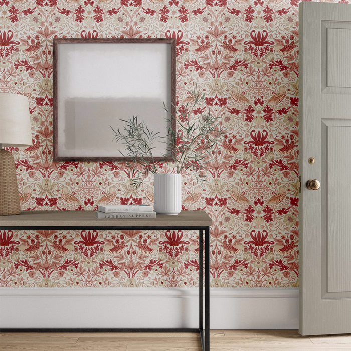 Morris & Co Simply Strawberry Thief Madder Wallpaper