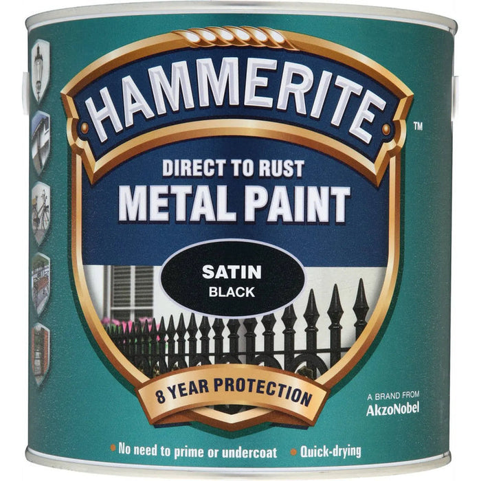 Hammerite Smooth Metal Paint 2.5ltr Black Satin