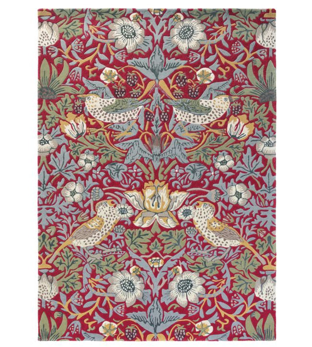 Morris & Co Oak Rug Strawberry Thief Crimson