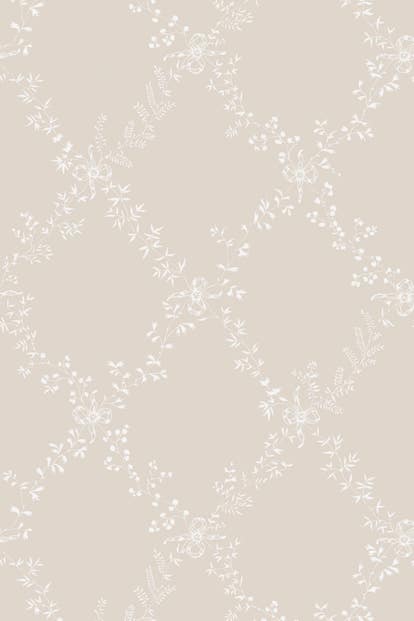 Farrow & Ball Wallpaper Toile Trellis BP620 White/Taupe