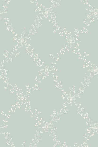 Farrow & Ball Wallpaper Toile Trellis BP669 White/Duck Egg