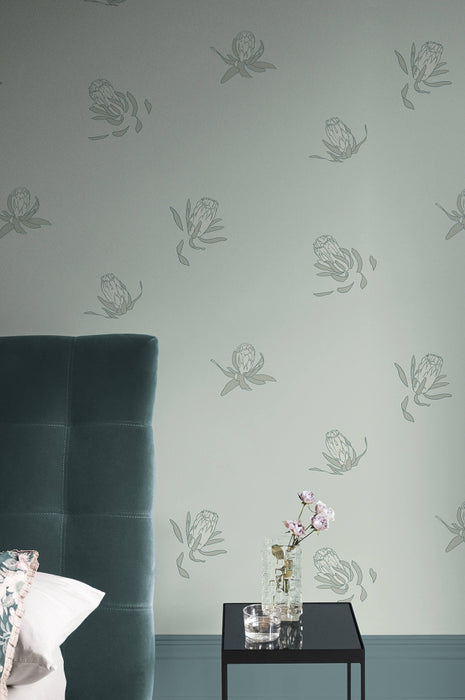 Paint Library Wallpaper Buds Blue Gum