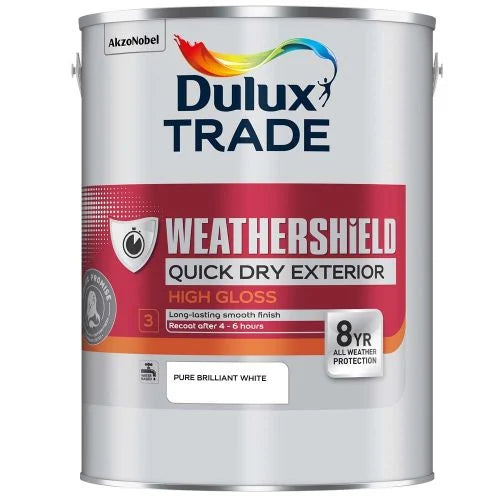 Dulux Trade Brilliant White Weathershield Quick Dry Flexible Gloss