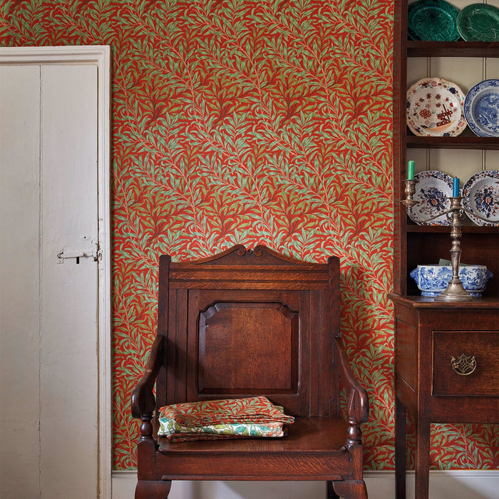 Morris & Co Willow Bough Tomato/Olive Wallpaper