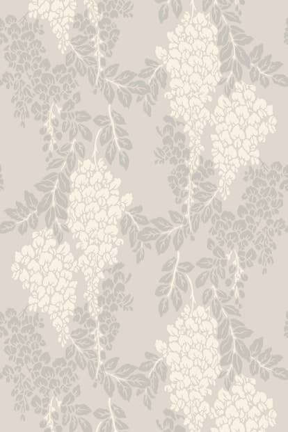 Farrow & Ball Wallpaper Wisteria BP2201 Off White / Grey / Light Taupe