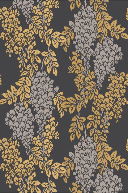 Farrow & Ball Wallpaper Wisteria BP2206 Metallic Gold / Charcoal