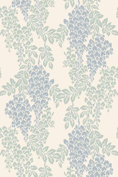 Farrow & Ball Wallpaper Wisteria BP2217 Pastel Blue / Green / Cream