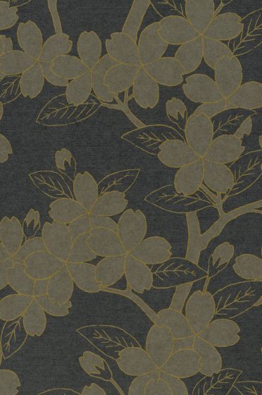 Little Greene Wallpaper Camellia Charcoal