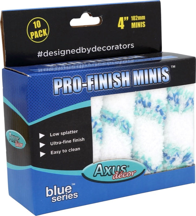 Axus Pack of 10x Blue Series Pro-Finish 4" Mini Rollers