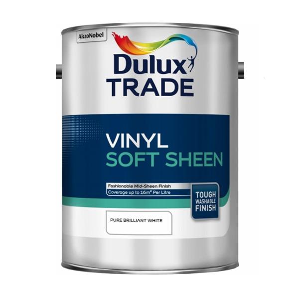 Dulux Trade Pure Brilliant White Vinyl Soft Sheen 5lt - Paint Panda