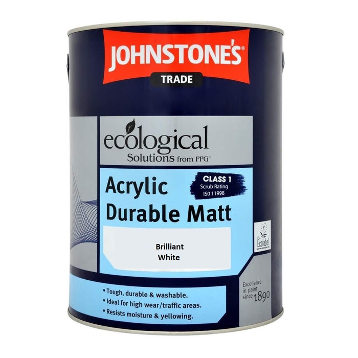 Johnstones 5ltr Brilliant White Durable Acrylic Matt